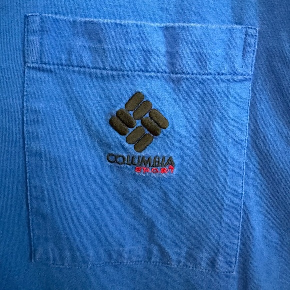 Vintage Retro Columbia Sport Cotton 90s Blue & White Polo Shirt MINTY - Picture 6 of 6